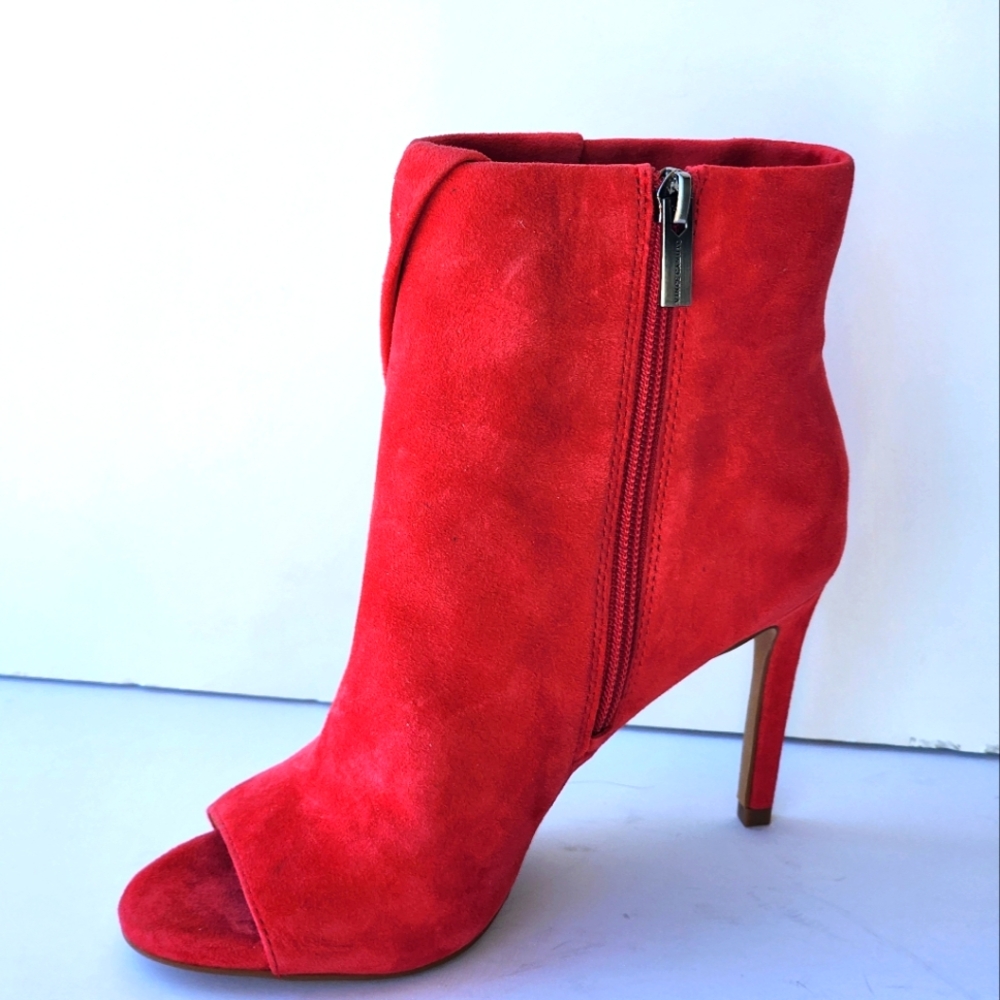 Vince Camuto Women's Open Toe Red Suede High Heel Bootie Size 5.5 - Picture 7 of 9